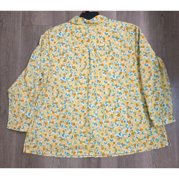 D&Co Size XL Lemon Fruit Print Long Sleeve Button Up Shirt - Picture 3 of 9